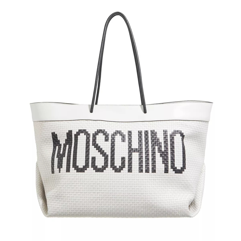 Moschino Shopper Black & White Shoulder Bag Fantasy Print White