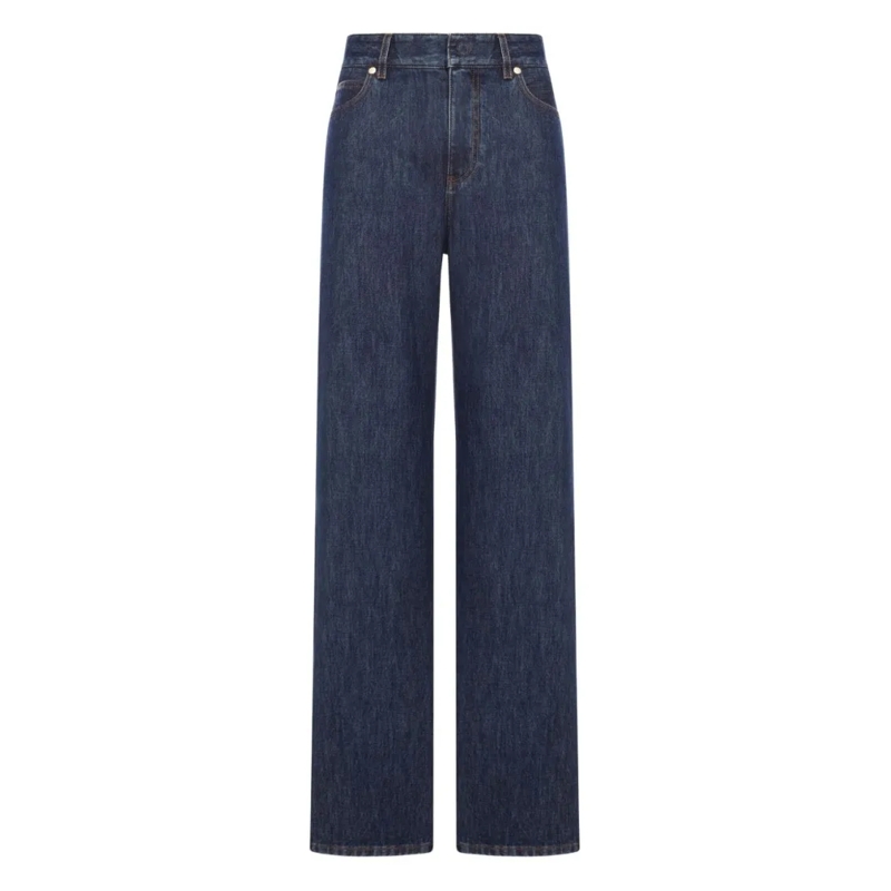 Fendi Jeans Wide-Leg Denim Trousers With Classic Five-Pocket D Blue