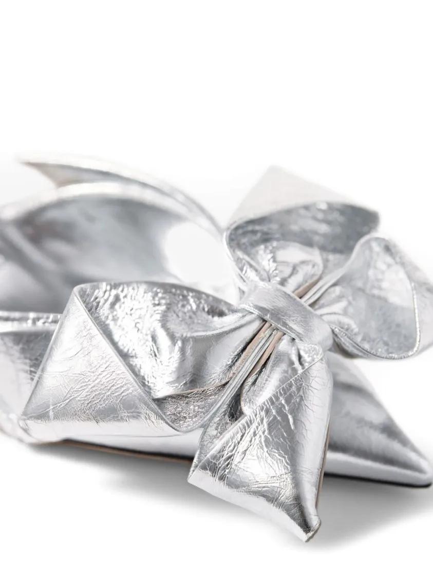 Thumbnail - Jimmy Choo Sandalen - Pointed Toe Sandals With Bow Detail And Kitten Hee - Gr. 38 (EU) - in Weiß - für Damen