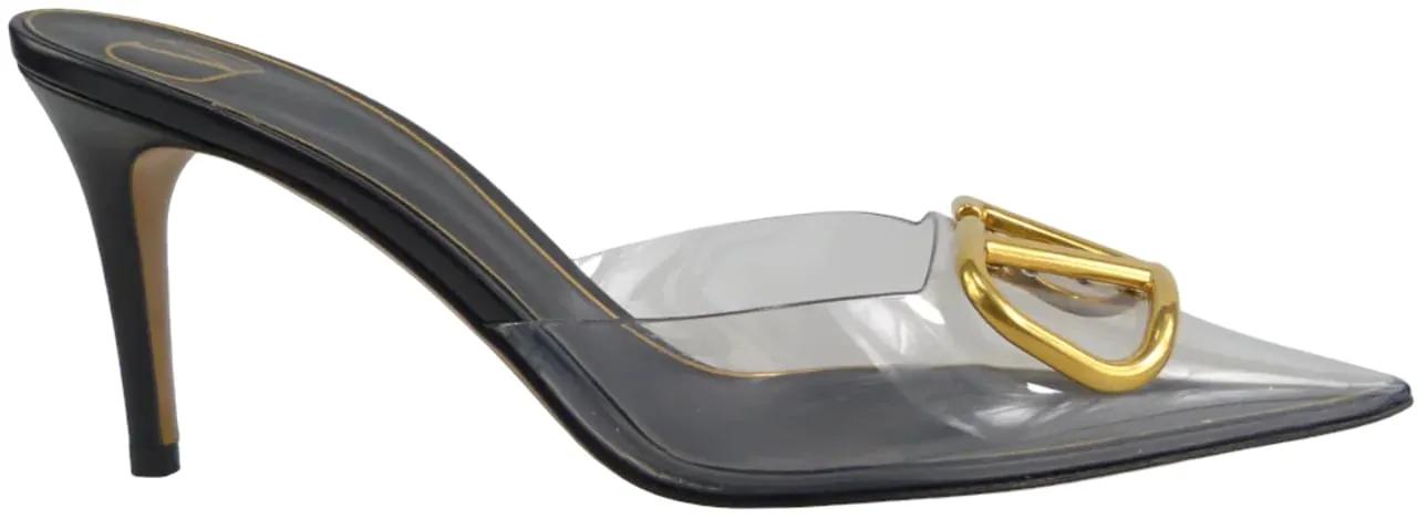 Thumbnail - Valentino Garavani Hohe Schuhe - Decollete Trasparente con Logo Dorato - Gr. 38,5 (EU) - in Schwarz - für Damen