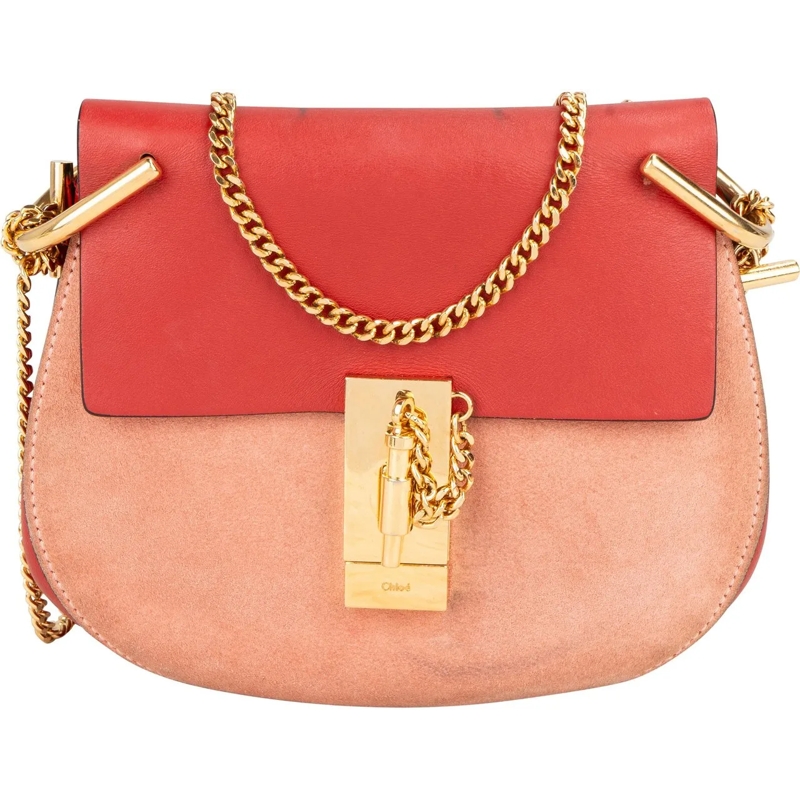Chloé Tote Chloe Bicolor Leather Drew Crossbody Bag rot
