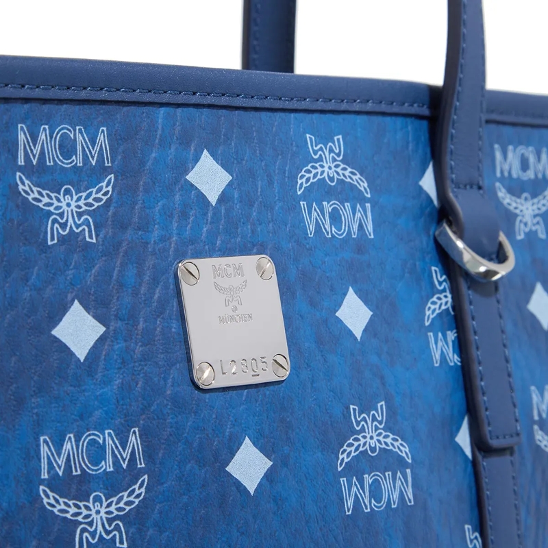 MCM Shopper Mcm Toni Shopper Medium Blue Visetos(Image 4)