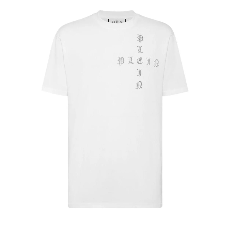 Philipp Plein T-Shirt T-Shirt Gothic Plein Mit Schmucksteinen weiss