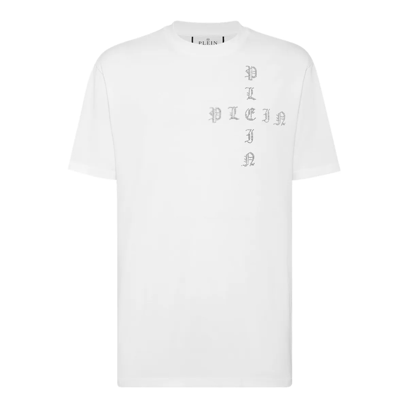 Philipp Plein T-Shirt T-Shirt Gothic Plein Mit Schmucksteinen weiss