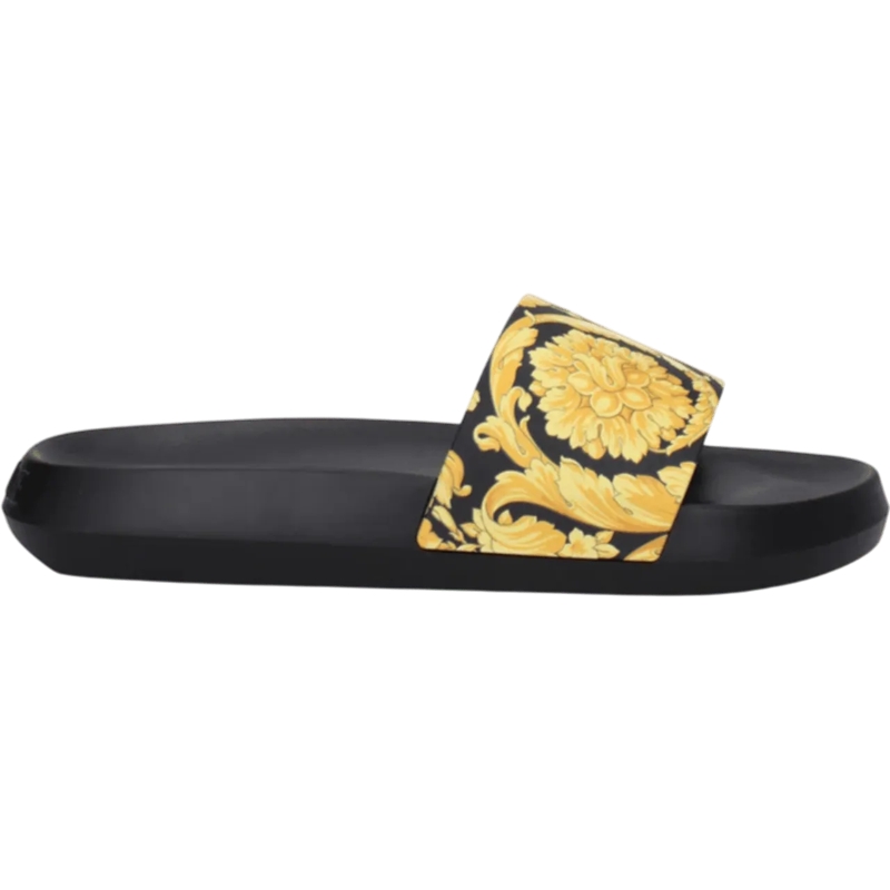 Versace Chaussons Versace Black rubber Barocco slippers schwarz