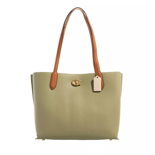 Coach Colorblock Leather With Coated Canvas Signature In Moss Sac à provisions