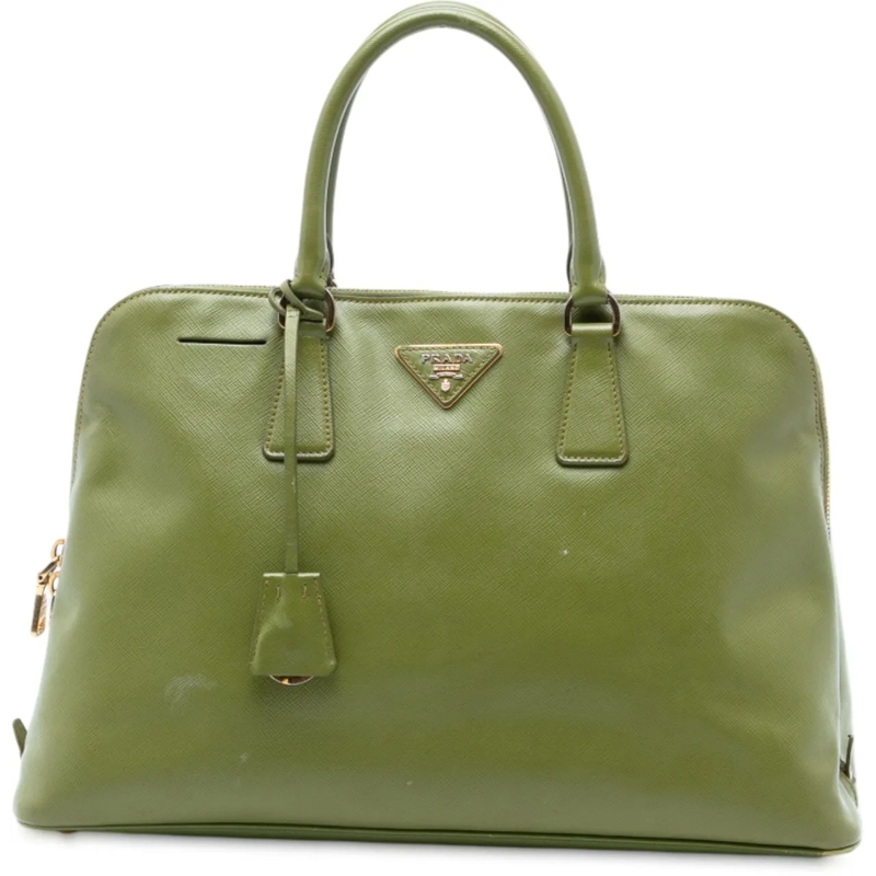 Prada Schultertasche Large Saffiano Lux Promenade Satchel grün