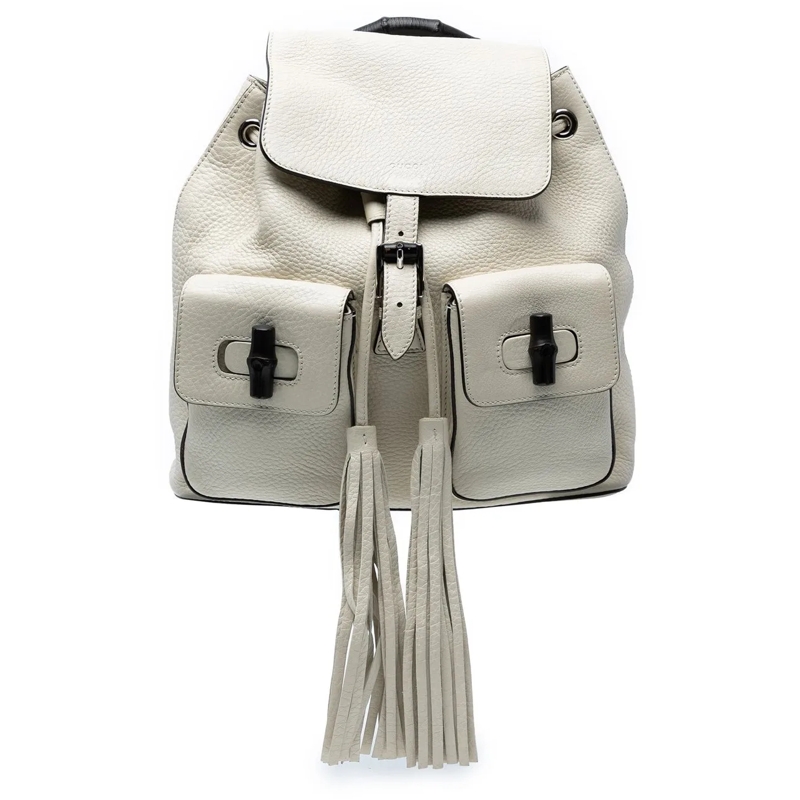Gucci Rucksack Leather Bamboo Tassel Backpack weiß