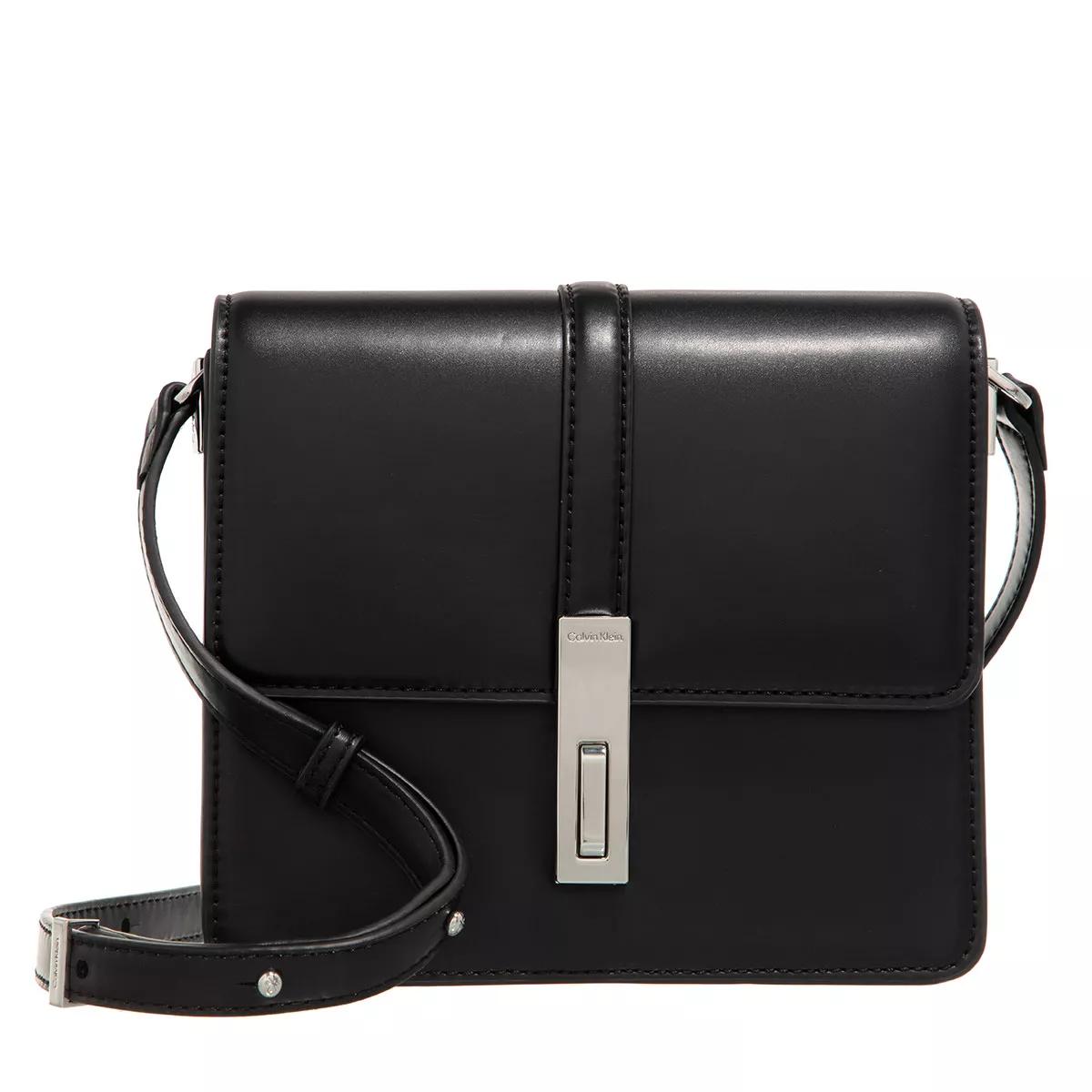 Calvin klein black discount leather crossbody bag