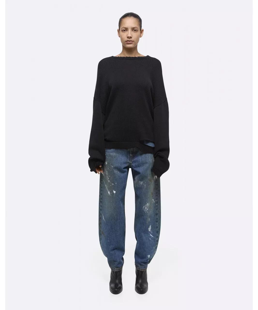 Thumbnail - Helmut Lang - HELMUT LANG Schwarzer Pullover mit Raw Edges - Größe S - multi