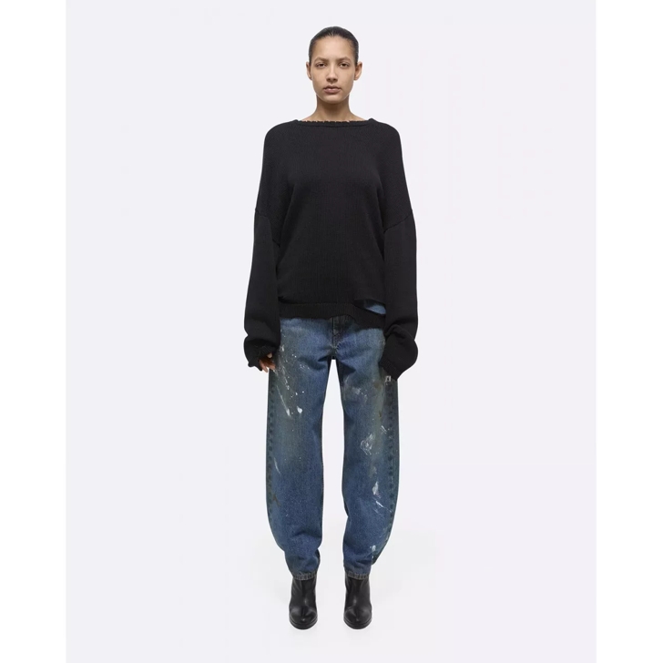 Helmut Lang HELMUT LANG Schwarzer Pullover mit Raw Edges mehrfarbig
