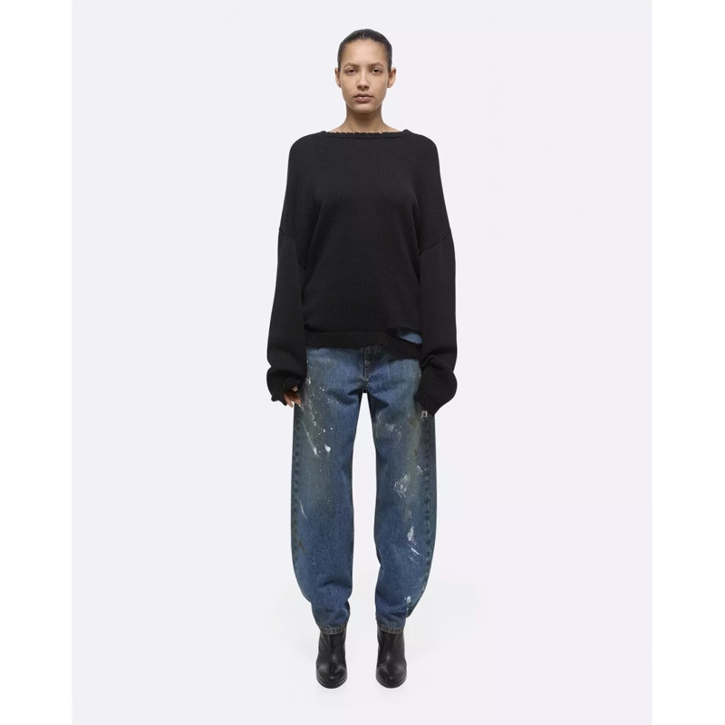 Helmut Lang  HELMUT LANG Schwarzer Pullover mit Raw Edges mehrfarbig