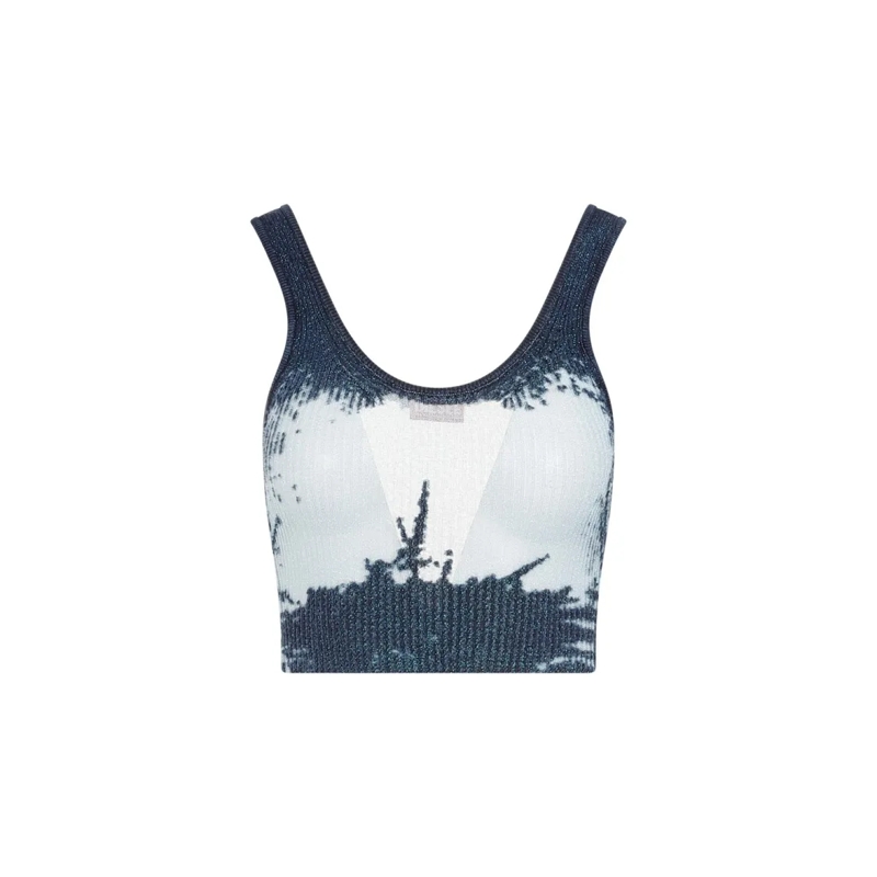 Diesel Top Peacot Blue Cotton Top Blue