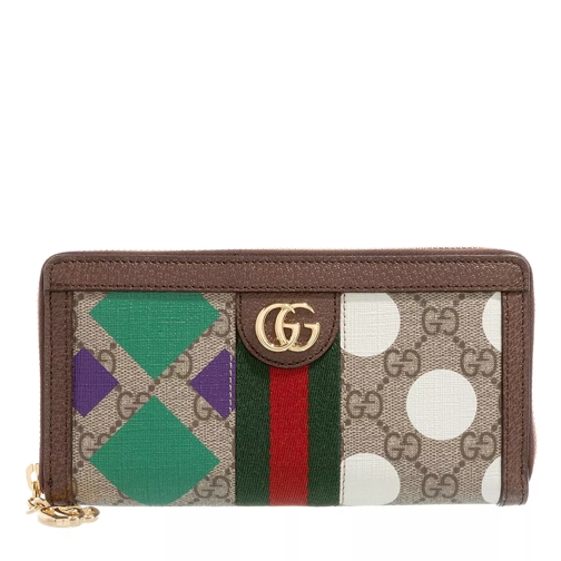 Gucci GG Supreme Ophidia Long Wallet Beige Ebony/Multi Zip-Around Wallet