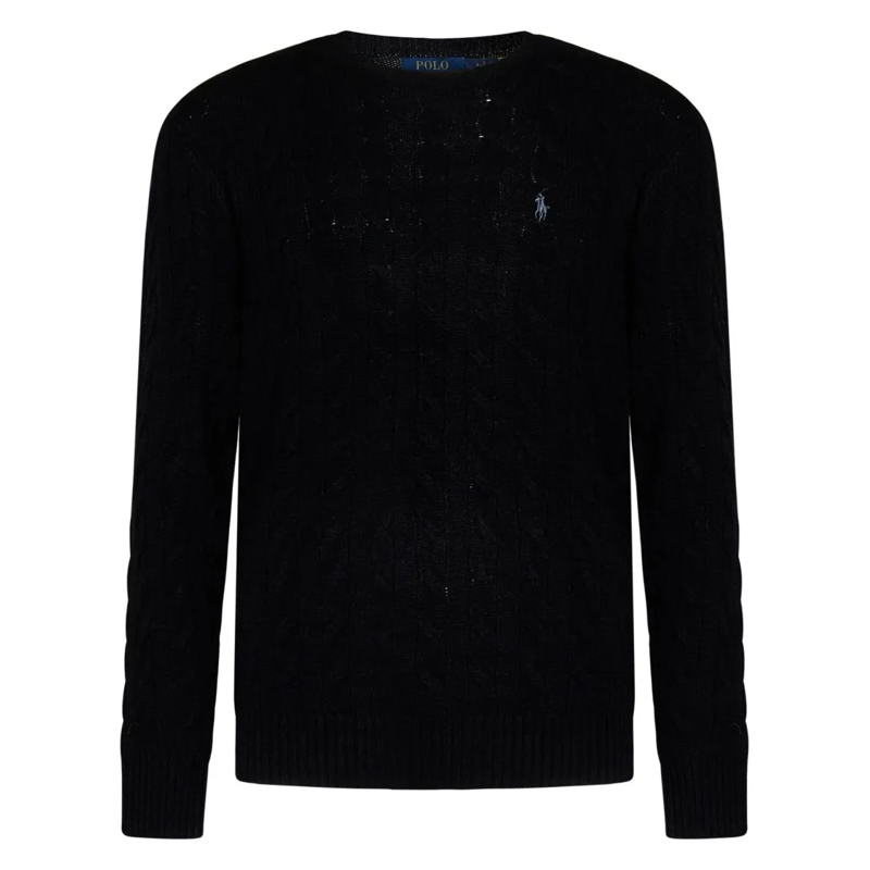 Polo Ralph Lauren Pullover Classic Cable Knit Sweater In Wool-Cashmere Blend Black