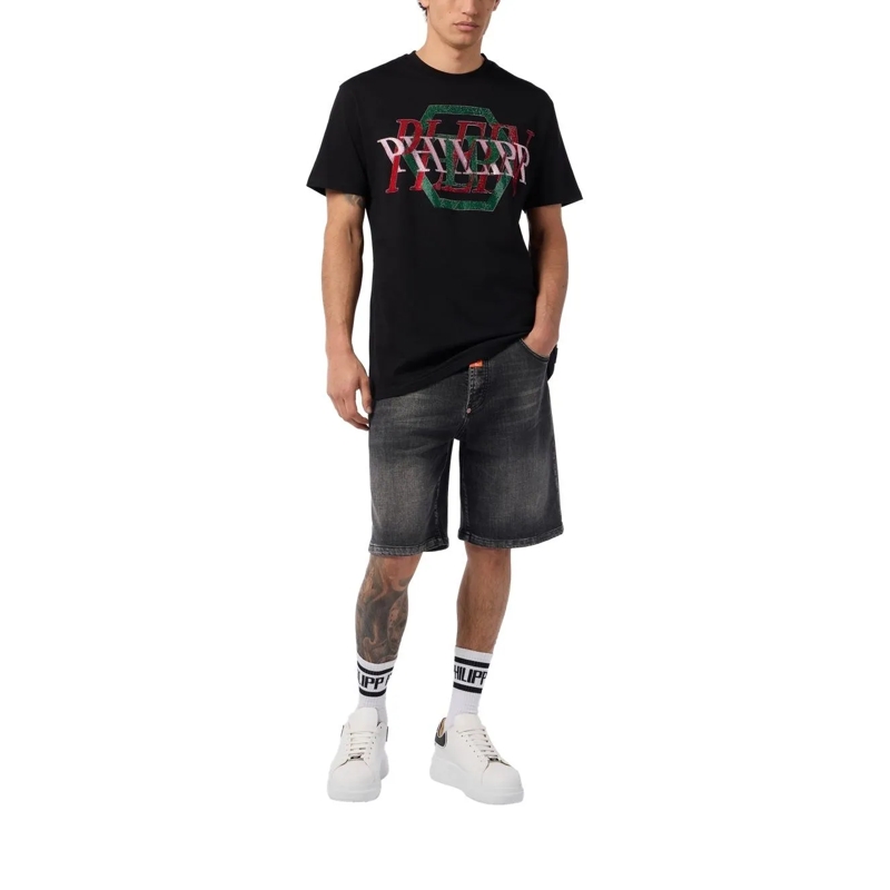 Philipp Plein T-Shirt Round Neck T-Shirt Logo Hexagon Stones schwarz(Image 3)