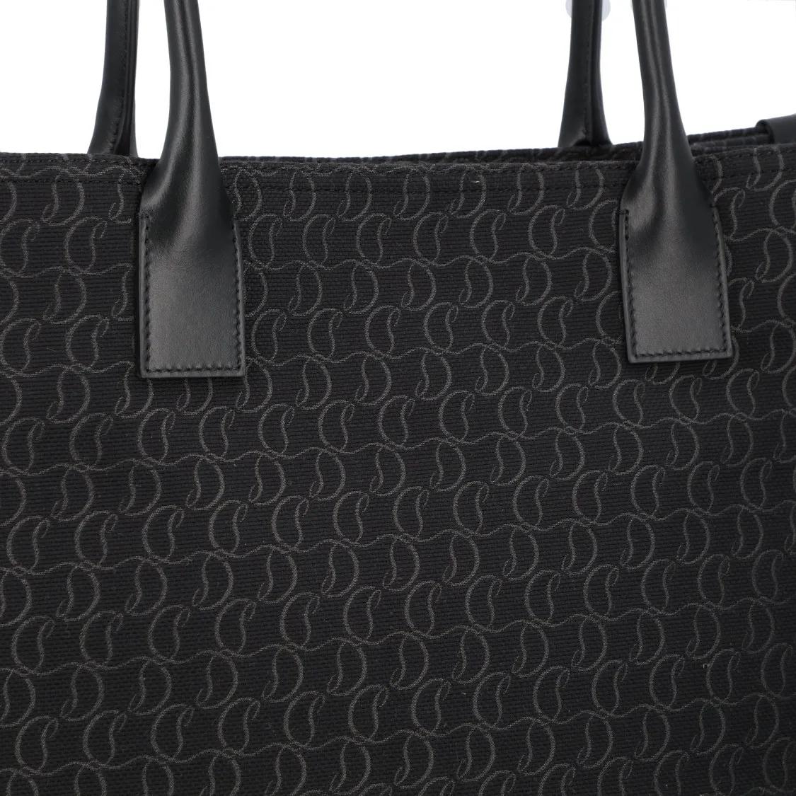 Thumbnail - Christian Louboutin Shopper & Totes - Structured Black Leather And Cotton Tote Bag - Gr. unisize - in Schwarz - für Dame...