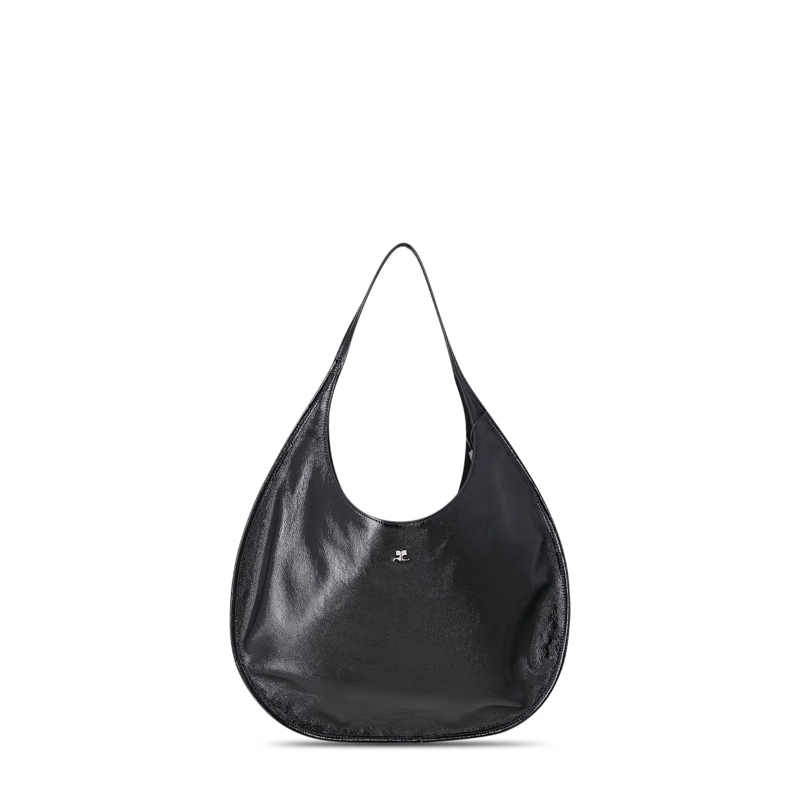 Courrèges Sac à bandoulière Schultertasche aus Leder schwarz