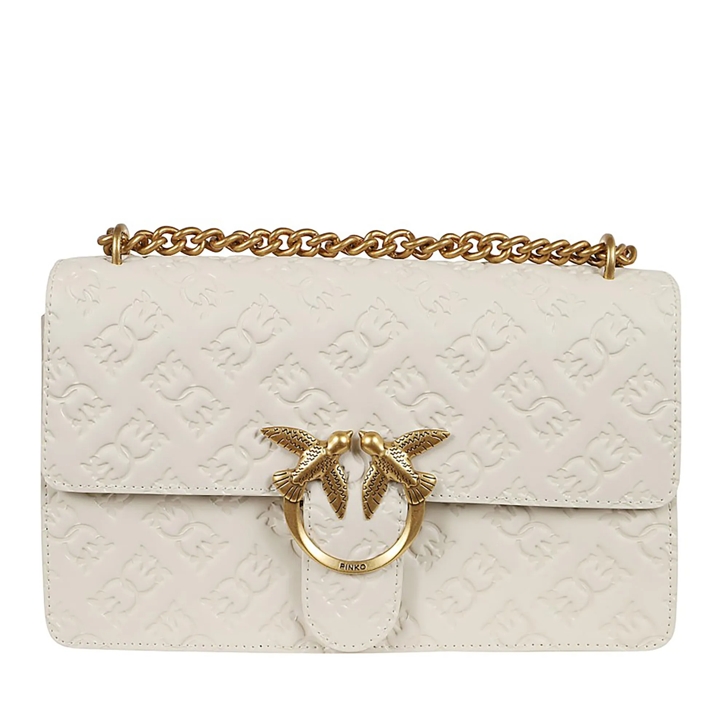 Love Bag In Soft Silk Like Leather White Schultertasche