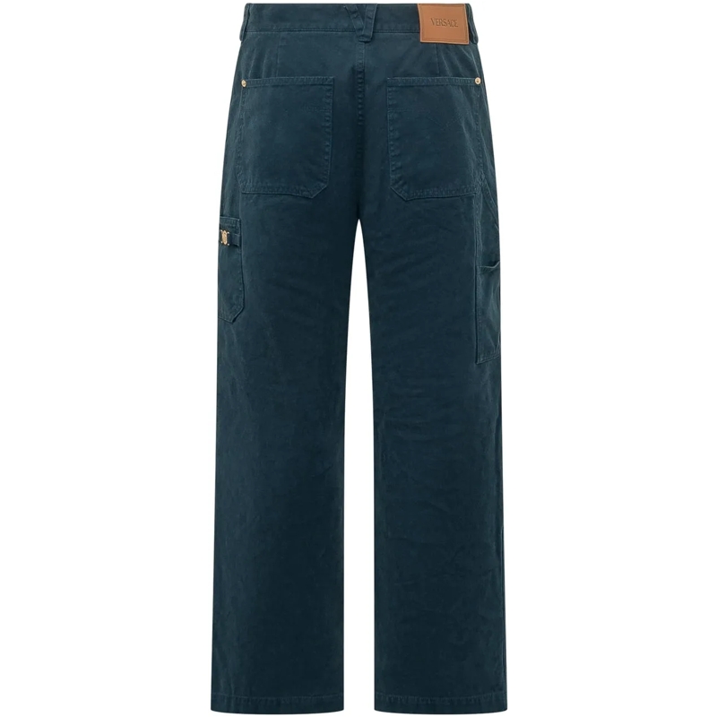 Versace Boyfriend-Jeans Pant Denim a Gamba Ampia con Tasche dunkelblau(Image 2)