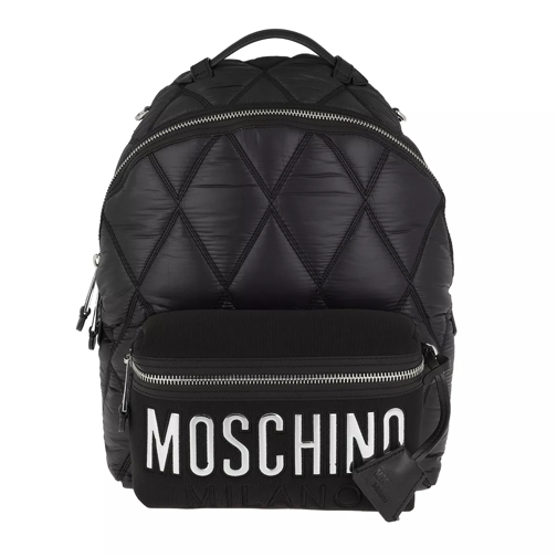 Moschino Quilted Zip Backpack Black/Silver Zaino