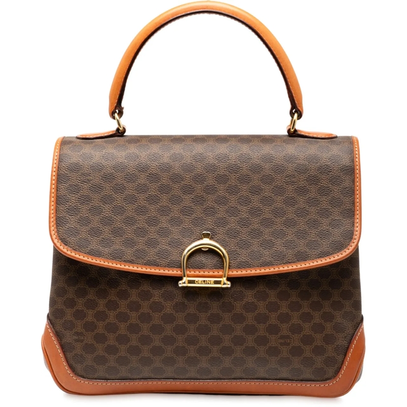 Celine Tote Macadam Coated Canvas Handbag braun