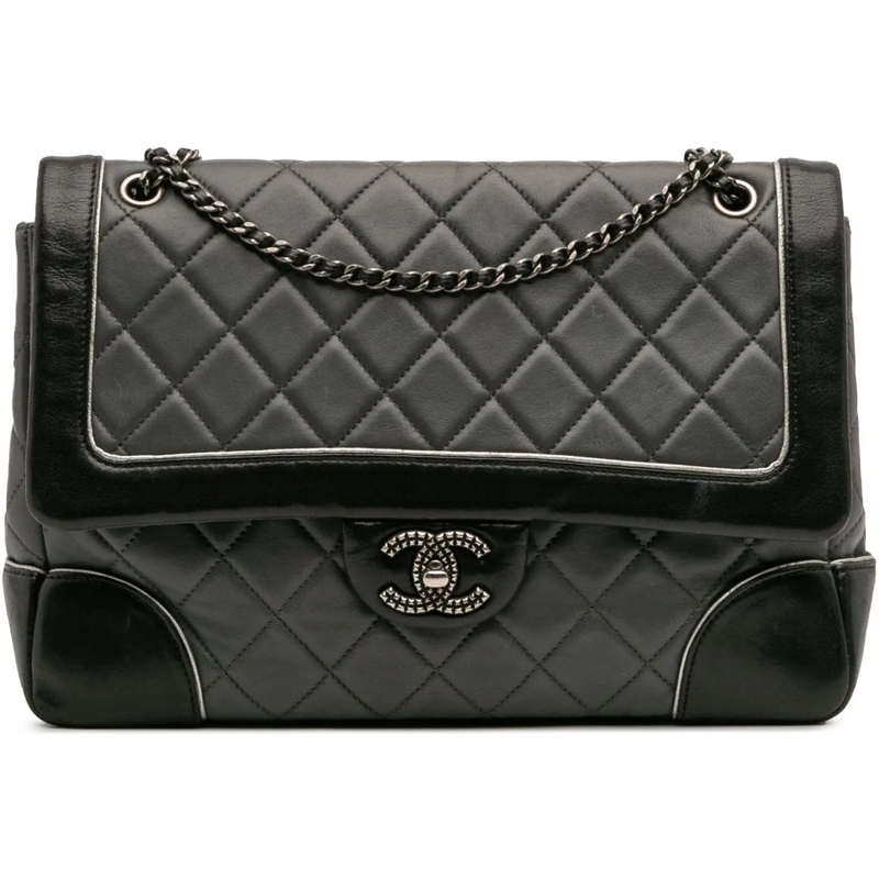 Chanel Sac à bandoulière Paris-Salzburg Jumbo Bicolor Quilted Lambskin Tyro grau
