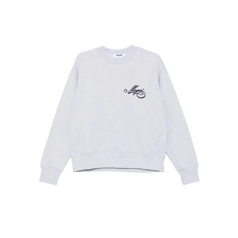 MSGM  Relaxed Fit Cotton Sweatshirt With Script Logo Det White
