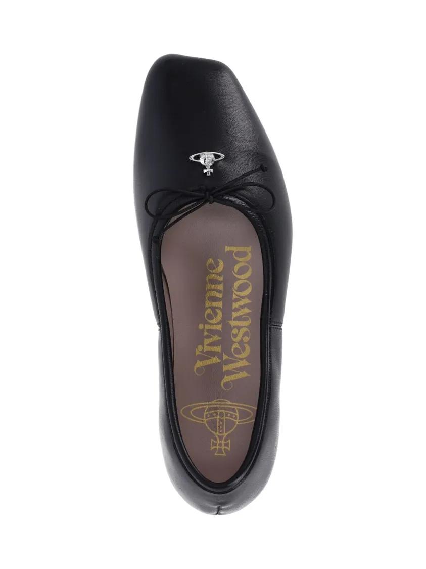 Thumbnail - Black Leather Flats With Rounded Toe - Gr. 37 (EU) - in Schwarz