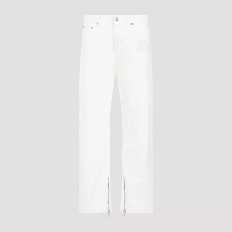 Off-White - White Cotton 90S Logo Skate Raw Jeans - Größe 33 - white