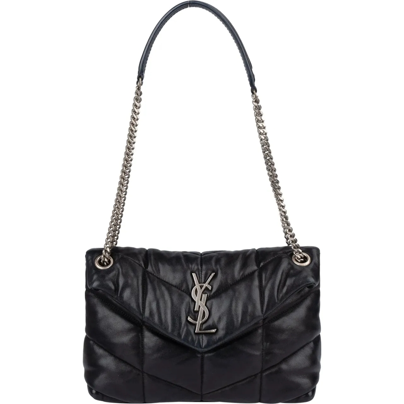 Saint Laurent Tote Saint Laurent Quilted Lambskin Loulou Puffer Mediu schwarz