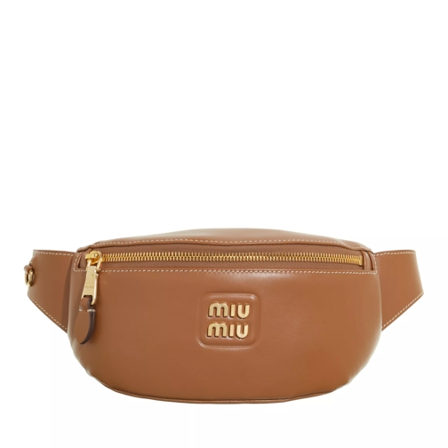 Miu Miu Cruise Shoulder Leather Belt Bag Caramel Cross body-väskor