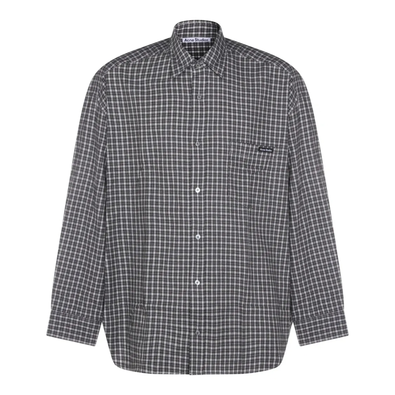 Acne Studios Overhemd Checkered Pattern Shirt With Button-Down Front Grey