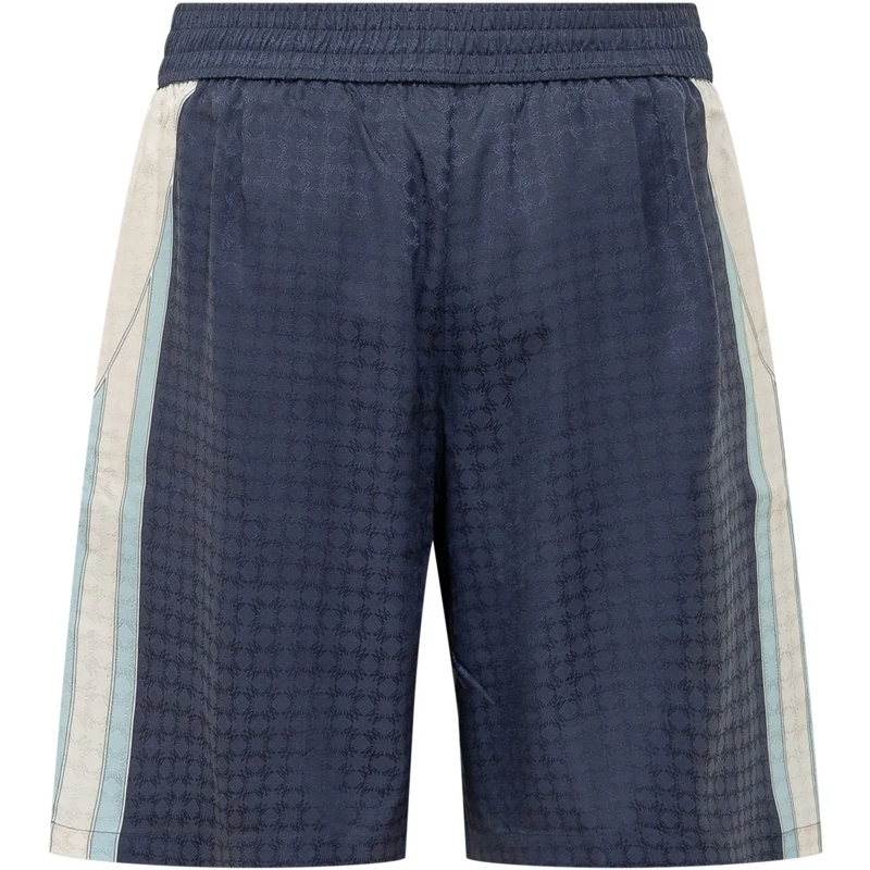 Amiri Shorts Bermuda Quad Panel con Coulisse e Stampa Logo dunkelblau(Image 2)