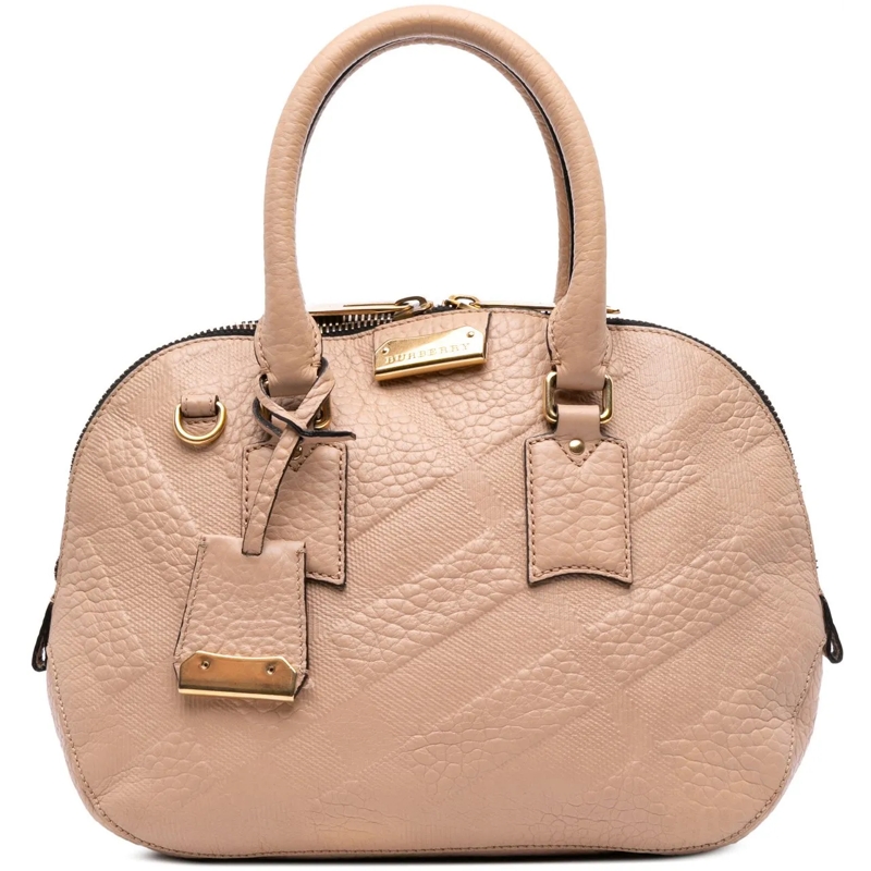 Burberry Sac à bandoulière Medium Heritage Grain Check Embossed Orchard Bowli braun