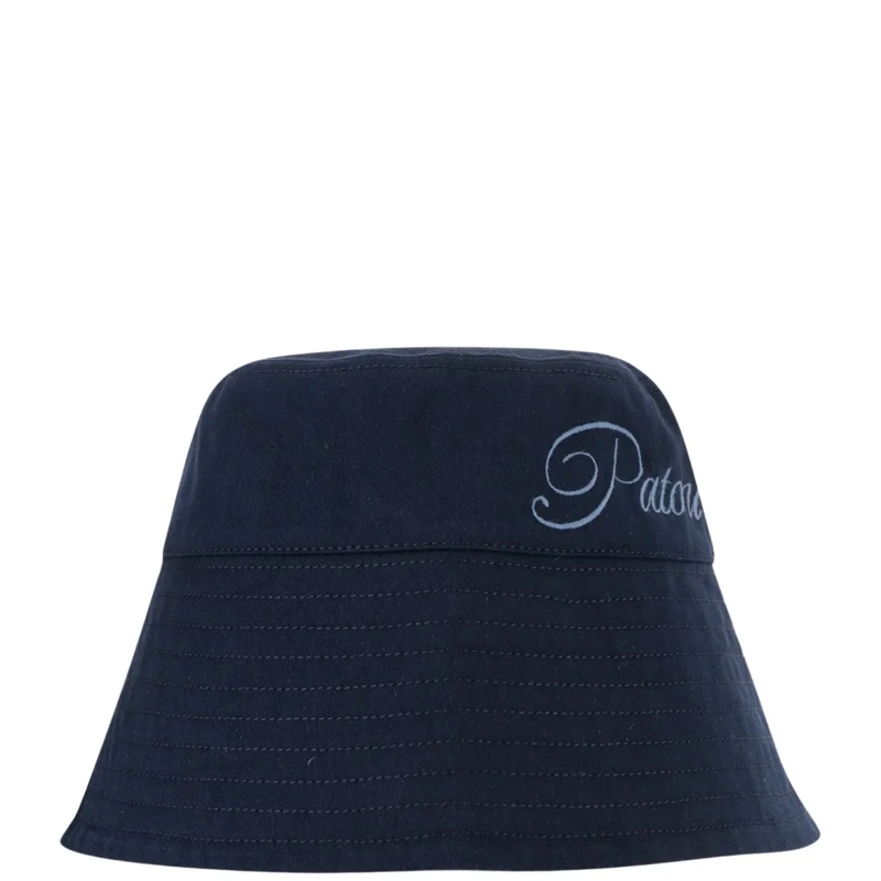 Patou Chapeau Cotton Bucket Hat With Logo Blue