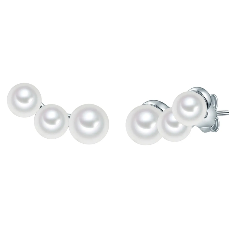 Valero Pearls Ohrstecker Sterling Silber Perlen-Ohrstecker Süßwasser-Zuchtp silber