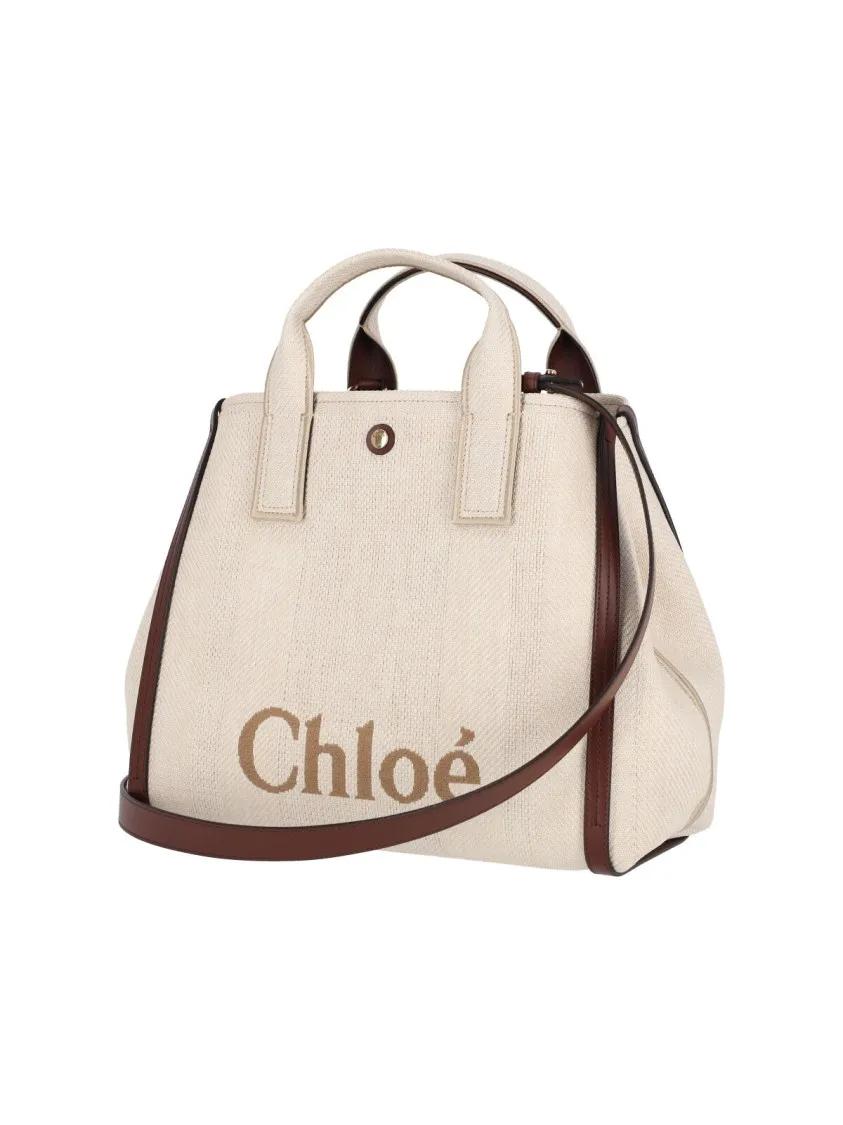 Chloé Crossbody bags Structured Tote Bag With Leather Accents in beige