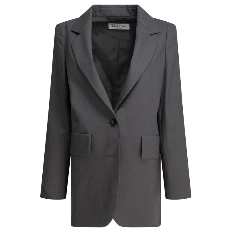 Max Mara Blazer Tailored Grey Virgin Wool-Mohair-Silk Jacket Grey