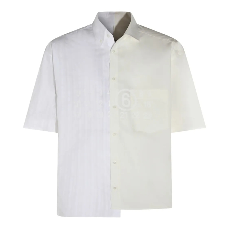 MM6 Maison Margiela Hemd Split Design Short-Sleeve Shirt With Classic Colla White