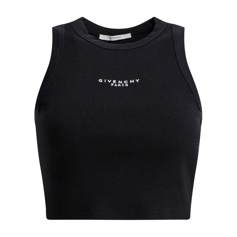 Givenchy Blouse Cropped Tank Top With Vintage Logo Black