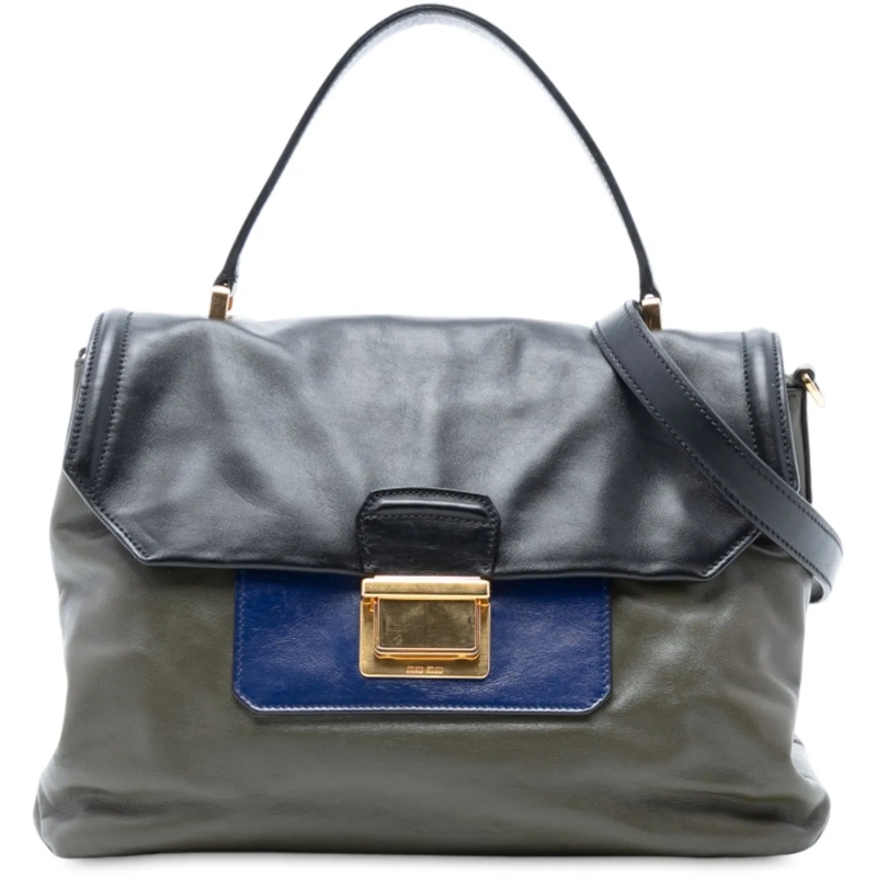 Miu Miu Schultertasche Tricolor Vitello Soft Flap Handbag braun