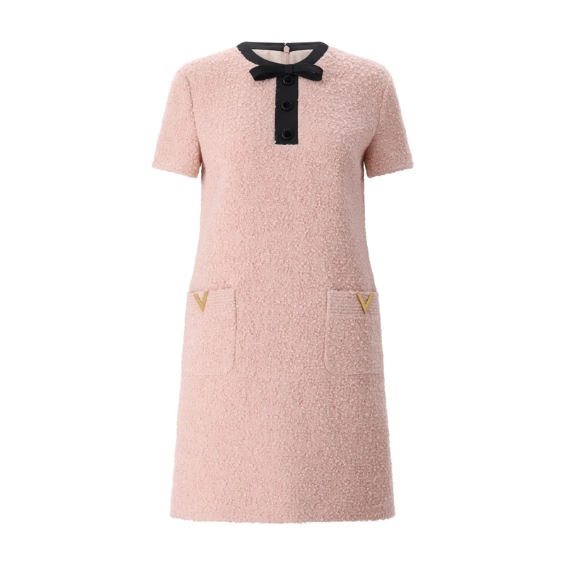 Valentino Garavani  Kurzes Bouclé-Kleid Rosa