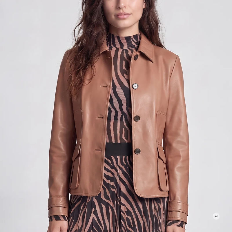 Marc Aurel Blazer Blazer- mit Armriegel- weiches Faux Leather- m beige(Image 3)