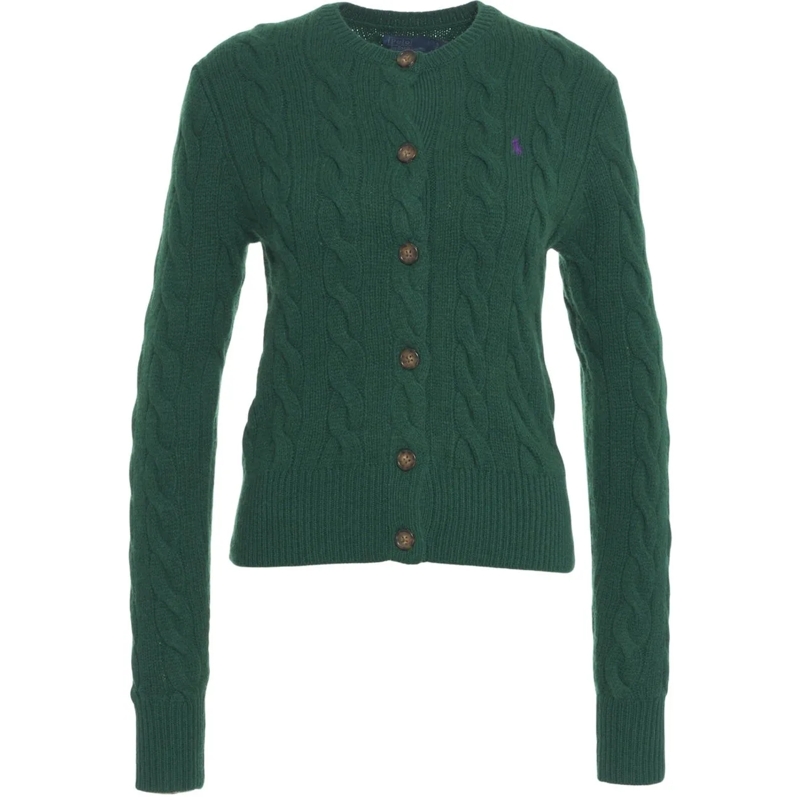 Ralph Lauren  Cardigan with cable knit pattern grün