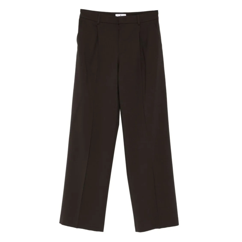 Pt Torino  Dark Brown Tailored Trousers With Structured Silho Brown