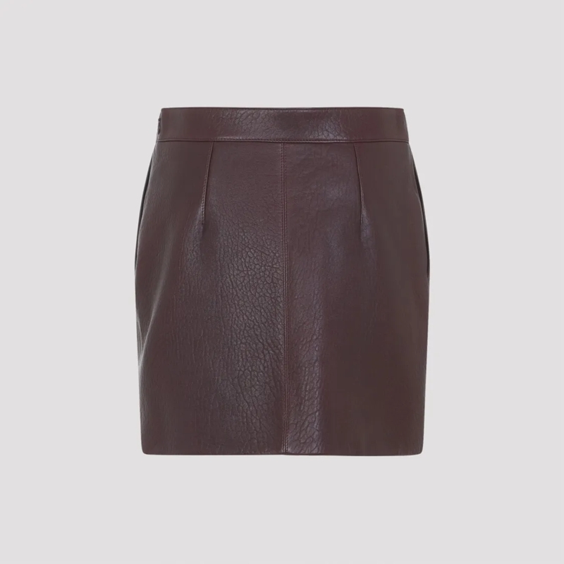 Chloé Minirock Textured Lamb Leather Skirt With High Waist Grey