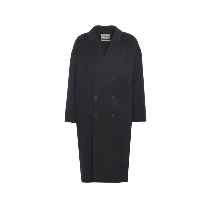 Amaranto  Oversized Double-Breasted Wool-Cashmere Blend Coat Black
