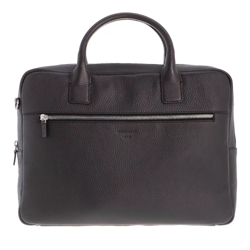 Tiger of Sweden Medium Leather Travel Bag Jet Grey Sacoche pour ordinateur portable