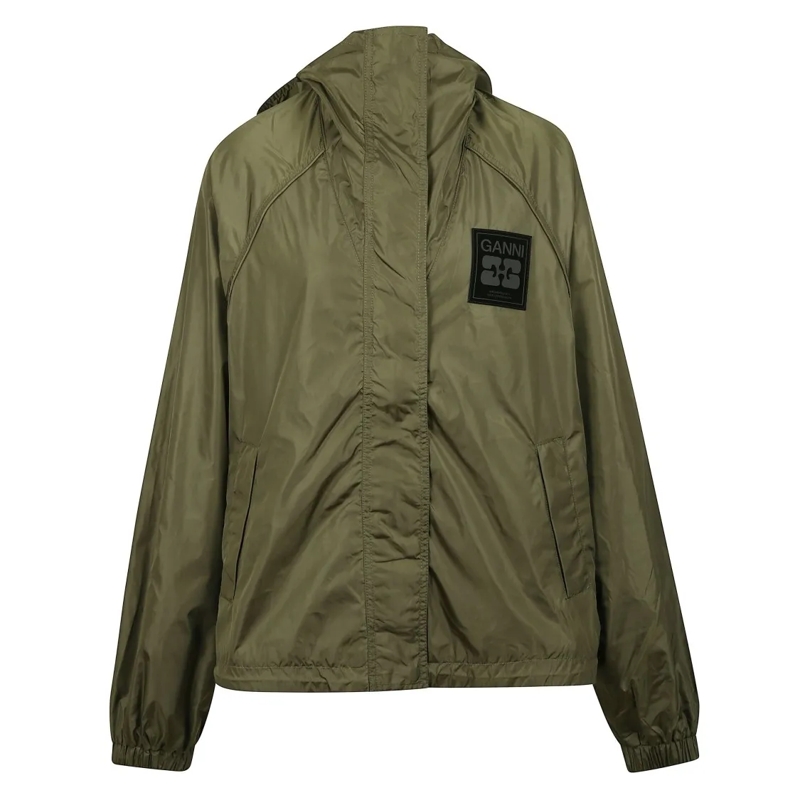 GANNI Übergangsjacke Solid-Colour Windbreaker Green